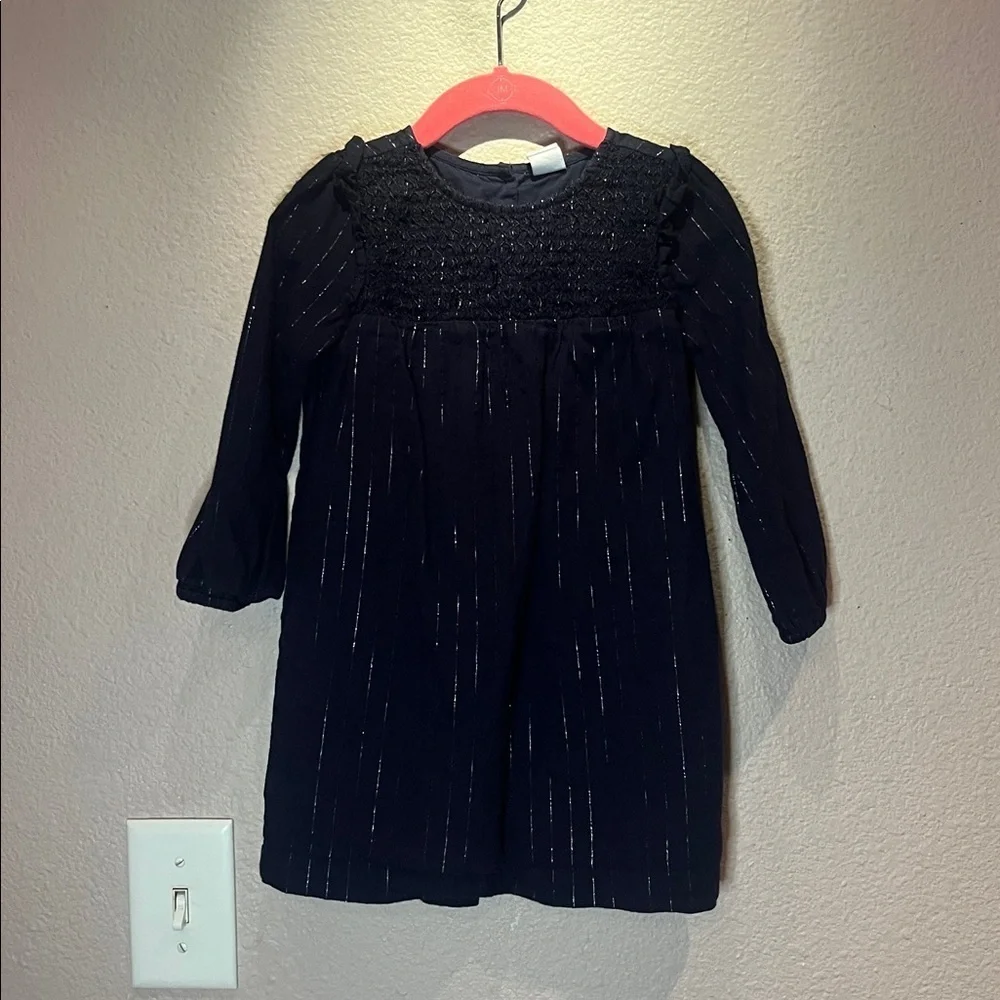 Baby GAP Girl’s Blue Silver Dress Smocked Front Detail Size 3T